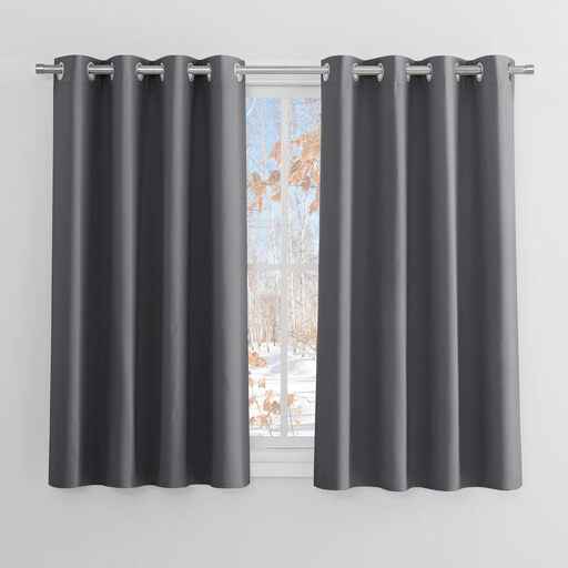 Pair of dark grey blackout curtains