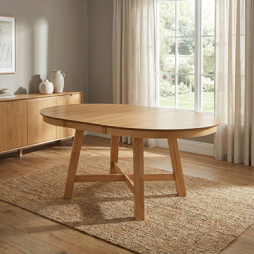 Dining Table Roseville Extendable Round/Oval 115x115-154cm Oak