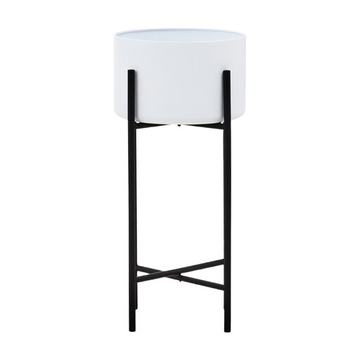 Premier Housewares Contemporary Design Large White And Black Floor Standing Planter