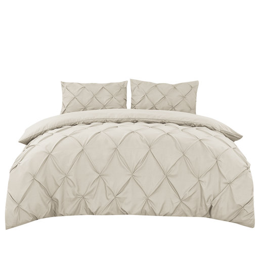 Natural Linen Colour Pleated Duvet Cover Set