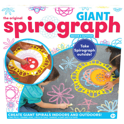 Giant Spirograph set being used outdoors