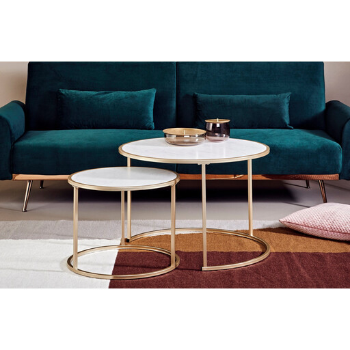 jahnke SOL Couchtisch Set in Gold und Marmoroptik