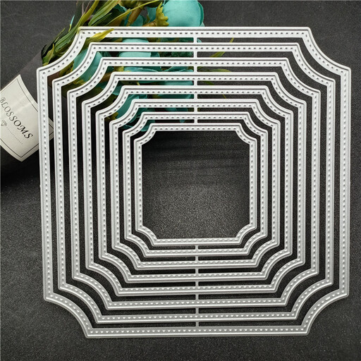 8Pcs/Lot Irregular Frame Metal Die Cuts,Flower Frame Square Wedding Card Cutting Dies Cut Stencils for DIY Scrapbooking Album Decorative Embossing Paper Dies for Card Making