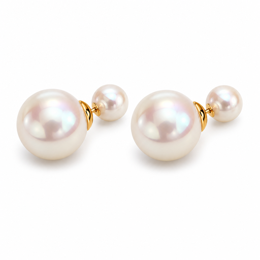 VoxorAI Creamy White Classic Double Pearl Earrings (Two-Way Style), Stud Earrings, Drop Earrings, Luxury Fashion, Niche New Arrival, Hot Selling Item? 8mm and 16mm
