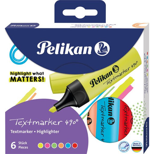 Pelikan Highlighter 490, 6 Neonfarben