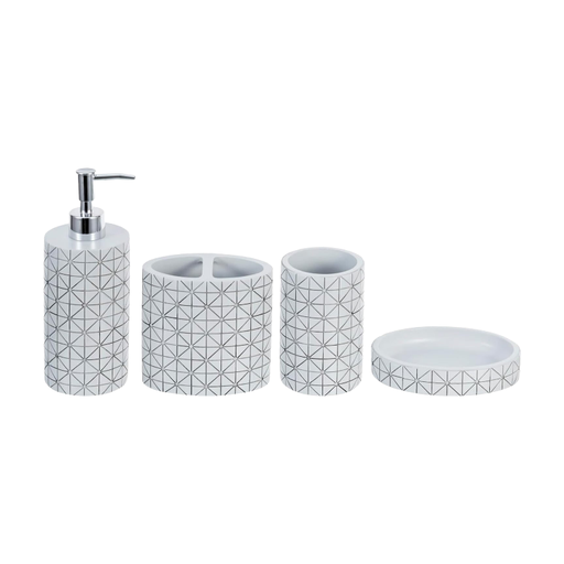 MyGift Modern Geometric Design Bathroom Accessory Set