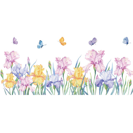 Floral wall stickers, peelable wallpaper murals, purple flowers