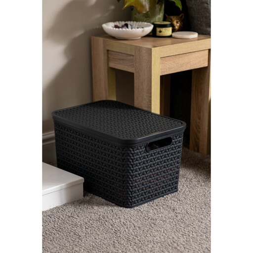 Strata Large Urban Store Basket with Lid Charcoal Grey 24L