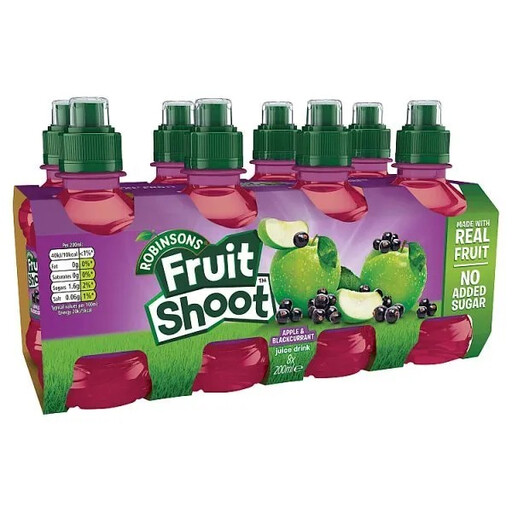 Fruit Shoot Black & Apple No Added Sugar, eight 200ml bottles
