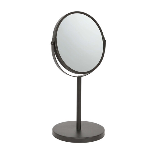 Harbour Housewares Pedestal Mirror - 2x Magnifying - Dual Sided - 18.5 x 34.5cm - Black