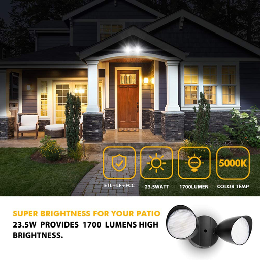 LUTEC 5000K Black Twin LED Spotlight
