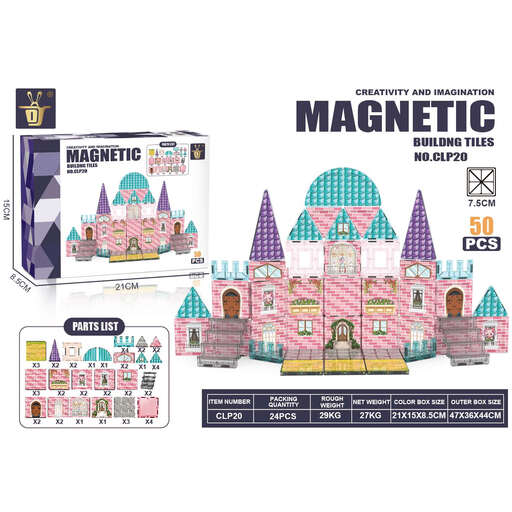 XINQIYUAN Pink Magnetic Castle 50 Pieces