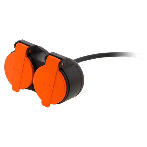 ZENITECH Waterproof Extension Cable with 2 Sockets and Orange Flap, 10m