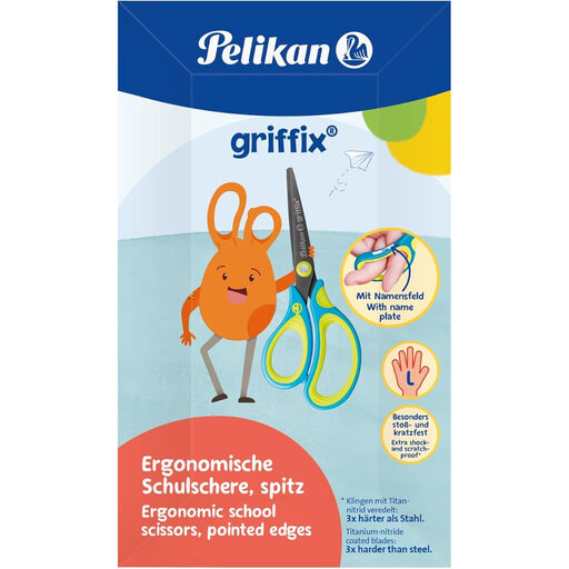Pelikan griffix Left-Handed School Scissors in neon blue