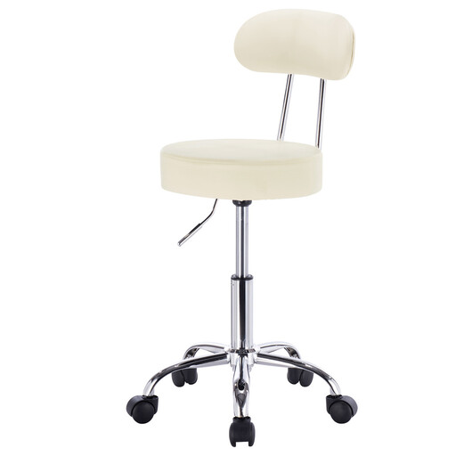 Woltu Office Swivel Stool with Backrest, Cream
