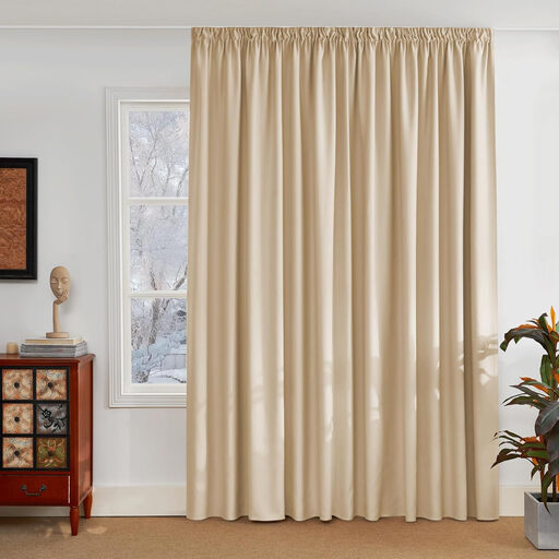 PONY DANCE Blackout Curtain with Pencil Pleat, 1 Panel W300 x L245 cm, Biscotti Beige
