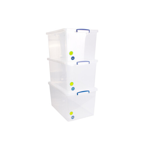 Really Useful Nestable Plastic Storage 83 Litre Clear