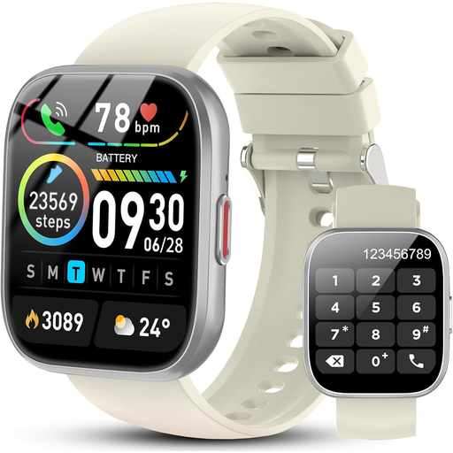 Jugeman P114 White Smart Watch for Women Men Answer/Make Calls