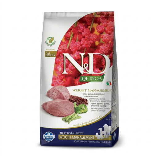 Croquettes Farmina N&D Quinoa Series Weight Management pour chien adulte de taille moyenne à grande, 2,5 kg