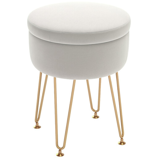 HOMCOM Ottoman Storage Opulent Cream/Gold