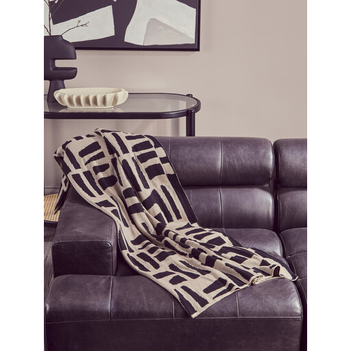 Bosie Throw Ozella Knitted Black/Natural 130x170cm