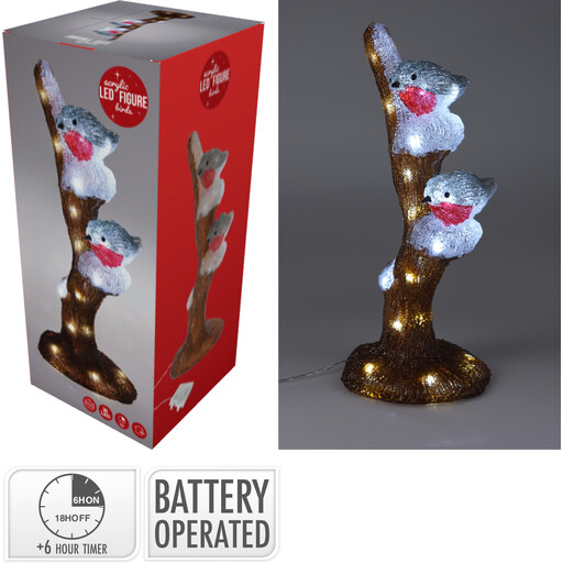 BIRDS ON TREE WITH LED 41CM