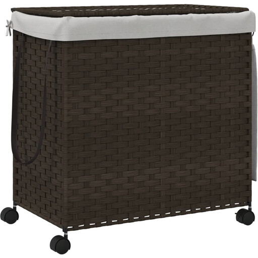 vidaXL Rattan Laundry Basket on Wheels