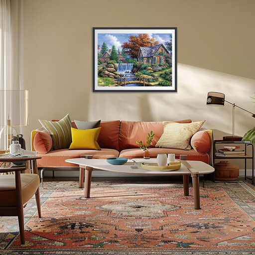 JU7CER 5D Diamond Painting Kit - Countryside Landscape Adult DIY Crystal Art