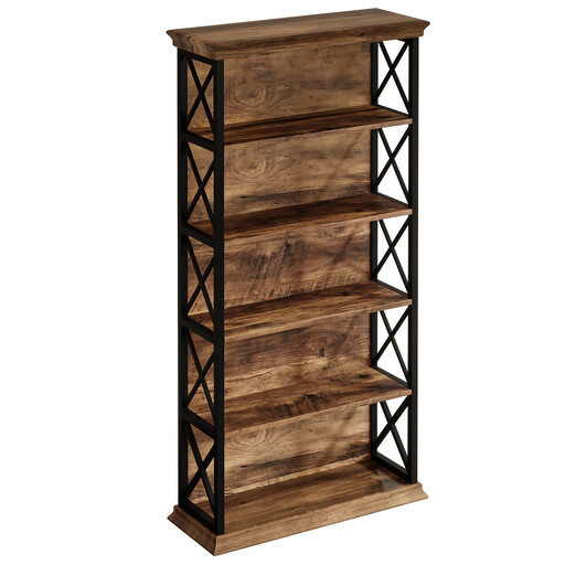 LANTINE 6-Tier Bookcase, 180cm Industrial Bookshelves