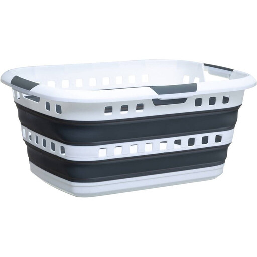 5five Foldable Laundry Basket - Grey/White, 45L