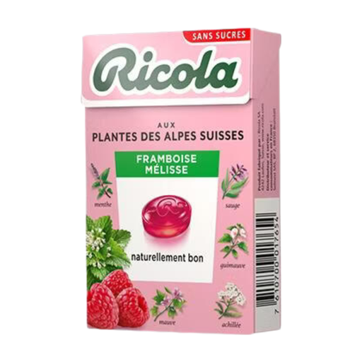 Ricola Raspberry & Lemon Balm Sugar-Free Swiss Herb Sweets 50g - Pocket Tin