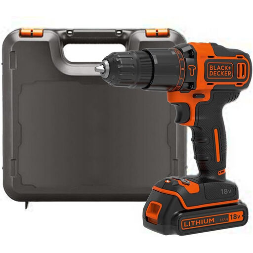 BLACK+DECKER 18V Lithium-Ion 2 Gear Hammer Drill with Charger, Battery and Box