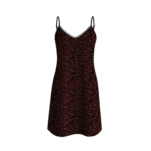 IZURIA Trägerkleid mit Leopardenmuster in Weinrot