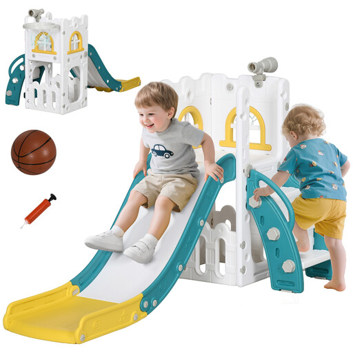 AIYAPLAY 5 in 1 Kids Slide with Storage