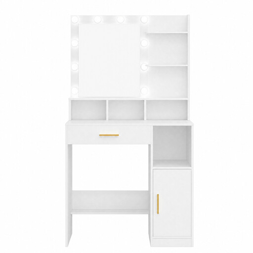 HaluPeit Dressing Table with Mirror and 10 Bulb Lights