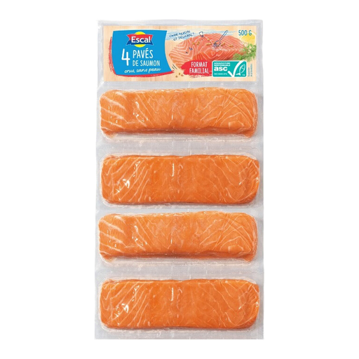 ESCAL Four ASC-certified skinless salmon fillets 500 g