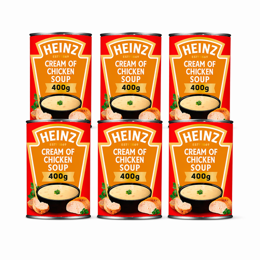 Six 400 g cans of Heinz Cream of Chicken Soup