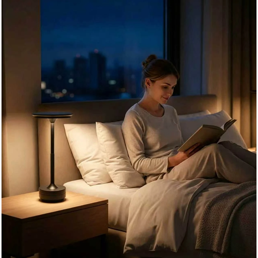 Black design rechargeable LED table lamp, touch-controlled and dimmable