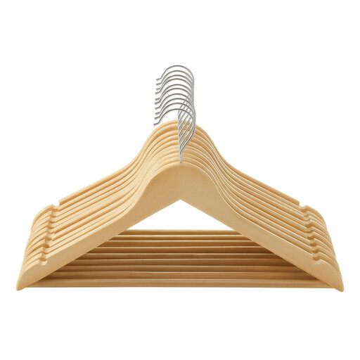 Ochama Set of 10 Natural Wooden Coat Hangers