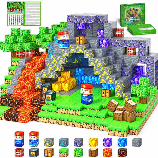 150-piece magnetic building set with nature motifs