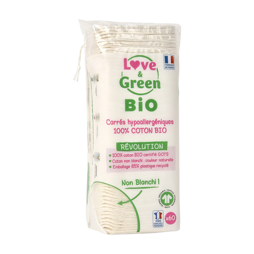 LOVE&GREEN 100% 有机低致敏性化妆棉方巾