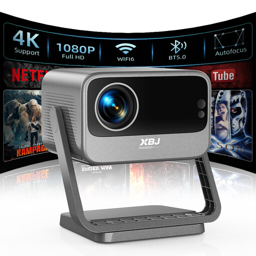 【Dolby Audio】XBJ Portable 4K-Supported Projector | Native 1080P 700 ANSI Lumens, 280° Rotatable Stand for Ceiling Projection, Auto Focus/Keystone/Auto Obstacle Avoidance, HDR10 300
