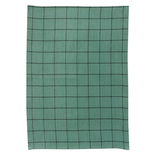 Essuie-verres Kilia à carreaux Lin-Coton Vert de gris 50 x 70 cm