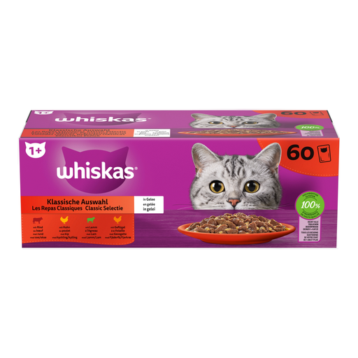Whiskas 1+ Pouch Adult Jelly Classic Selection Multipack 60x85g