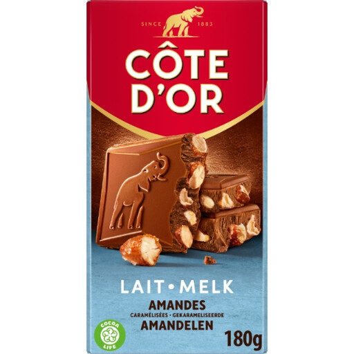 C?TE D'OR Milk Chocolate Bar with Caramelised Almonds and a Pinch of Salt 180g