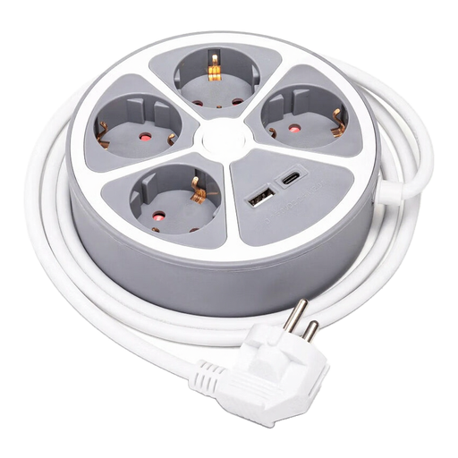Aigostar designer disc-shaped power block with USB-A and USB-C ports