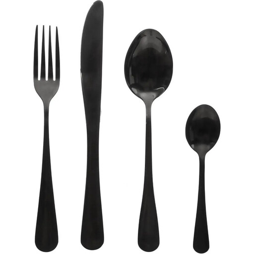Secret de Gourmet Stainless Steel Cutlery Set - 16-Piece, Black