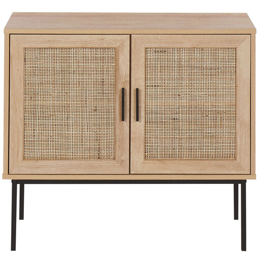 Beliani Rattan 2 Door Sideboard Light Wood PASCO