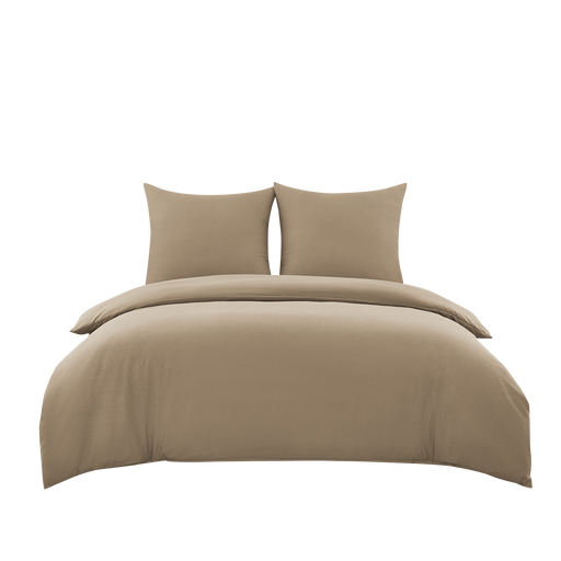 Khaki Imitation Washed Cotton Duvet Cover & Pillowcases Set