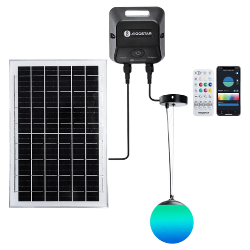 Aigostar Smart Solar Globe Pendant Light 35W RGBCCT Bluetooth Mesh Chandelier Garden IP65